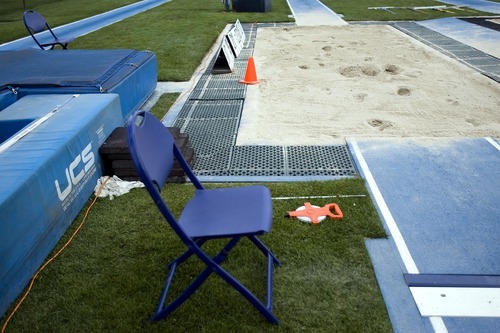 Djamila Grossman  |  The Salt Lake Tribune

A view of the long jump area at the BYU Track and Field Invitational at Brigham Young University in Provo, Utah, on Saturday, May 7, 2011.