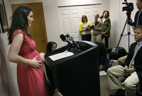 Scott Sommerdorf  |  The Salt Lake Tribune

Expectant mother Sarah Reeder, who is seven months pregnant, describes Thursday how excited she is to feel the movements of her baby, and to be enrolled in a U. of U. and Intermountain Healthcare program that will help her and other first-time mothers identify what women will be at risk of pregnancy complications. Reeder earlier had a pregnancy that resulted in a stillbirth of her twins.