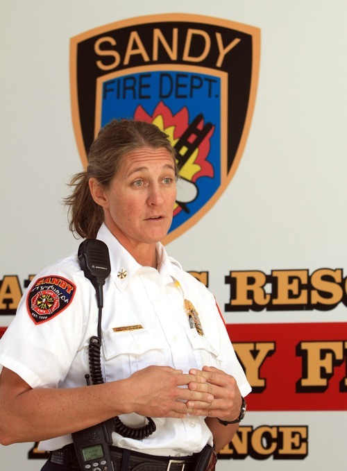 Rick Egan   |  The Salt Lake Tribune
Annette Woodhead, the Sandy Fire Department's first female battalion chief, has been with the department for 17 years.