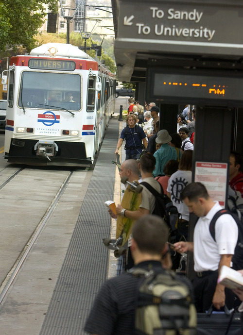 Al Hartmann  |  The Salt Lake Tribune  
Because many jobs aren't downtown anymore, the best transit systems move people to emerging suburban job centers, the Brrookings study said.