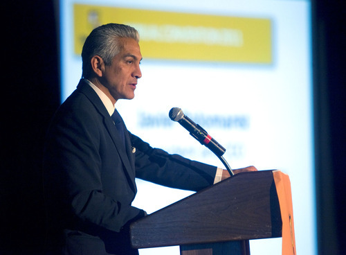 Al Hartmann  |  The Salt Lake Tribune
Javier Palomarez, president of the U.S. Hispanic Chamber of Commerce, speaks to the Utah Hispanic Chamber of Commerce 5th Annual Convention and Expo on Friday.