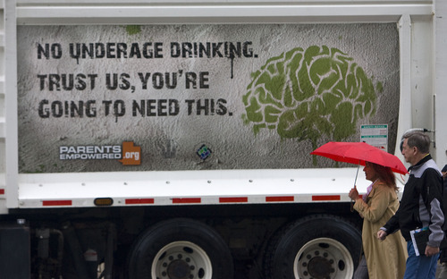 Al Hartmann  |  The Salt Lake Tribune
Underage drinking messages will appear on the sides of  Salt Lake City sanitation trucks.