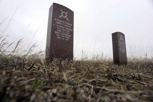 Sarah A. Miller  |  The Salt Lake Tribune

Headstones mark where two Cheyenne warriors fell during the Battle of Little Bighorn. Taking artifacts from American Indian lands and the national monument is illegal.