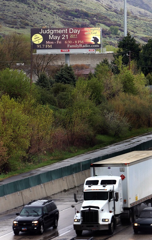 Leah Hogsten  |  The Salt Lake Tribune
A billboard in Farmington alerts southbound I-15 drivers of 