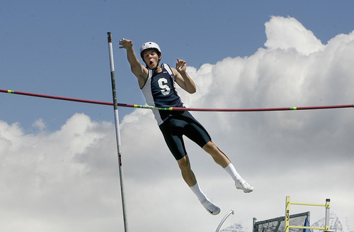 Scott Sommerdorf  |  The Salt Lake Tribune
Jacob Zaugg of Syracuse pole vaults during the 5A event at the State High School Track Championships held at BYU in Provo, Saturday, May 21, 2011.