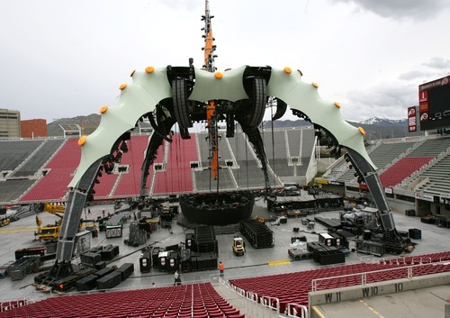 Steve Griffin  |  The Salt Lake Tribune

The U2 360 Tour stage fills up most of the south part of the football field inside Rice Eccles Stadium in Salt Lake City on Monday, May 23, 2011.