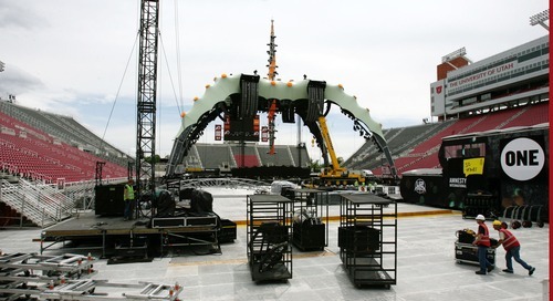 Steve Griffin  |  The Salt Lake Tribune

The U2 360 Tour stage inside Rice Eccles Stadium in Salt Lake City on Monday, May 23, 2011.