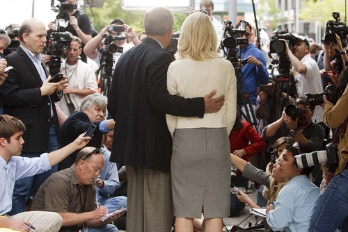 Trent Nelson  |  The Salt Lake Tribune
Ed and Elizabeth Smart speak to the media Wednesday, May 25, after Brian David Mitchell was sentenced to life in prison for his role in the kidnapping of Elizabeth Smart.