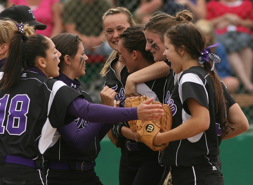 Leah Hogsten  |  The Salt Lake Tribune
Tooele holds Spanish Fork. 
Spanish Fork  High School girls defeated Tooele High 6-5  to win the 4A Championship Softball Championship title , Friday, May 27 2011 in West Valley City.