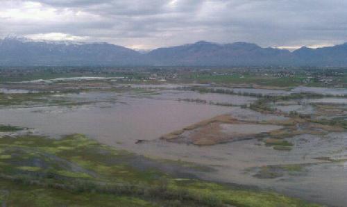 Photo courtesy Lance Peterson  /  Weber County Emergency Management

This photo shows lands west of Ogden flooded by the Weber River, taken Saturday May 28, 2011.