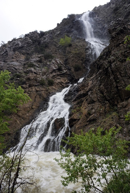 Sarah A. Miller  |  The Salt Lake Tribune

This manmade waterfall near the mouth of Ogden Canyon pours down water from an overflow pipe coming from the Pineview Reservoir Dam Sunday, May 29, 2011.