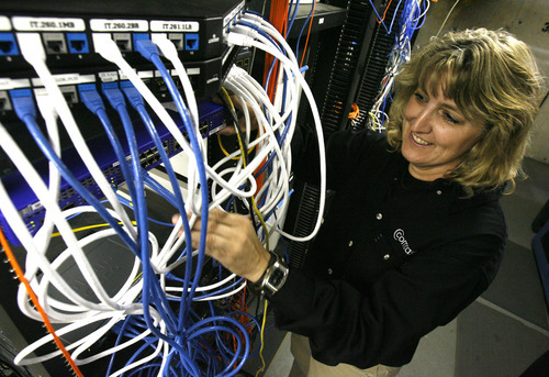 Rick Egan   |  The Salt Lake Tribune

Sue Steel, Comcast technical manager over business services, checks the layer-two switch Wednesday at Stein Ericksen Lodge. The lodge was one of the first customers to use the ethernet service before it was widely available.