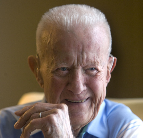 Al Hartmann  |  The Salt Lake Tribune
Retired Marine Lt. Col. Robert D. Shaffer served aboard Navy ships during World War II. He first saw action in the Battle of Midway in June 1942 and, after Japan surrendered in 1945, made a career of the Marine Corps.