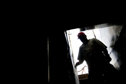 Djamila Grossman  |  The Salt Lake Tribune

Tim Bartow walks down the stairs into the basement where he and his family hid during the recent tornado in Joplin, Missouri, on Wednesday, June 1, 2011. The rest of their home was destroyed.