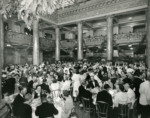 File photo  |  The Salt Lake Tribune

This undated photo shows a large banquet in the lobby of the Hotel Utah.