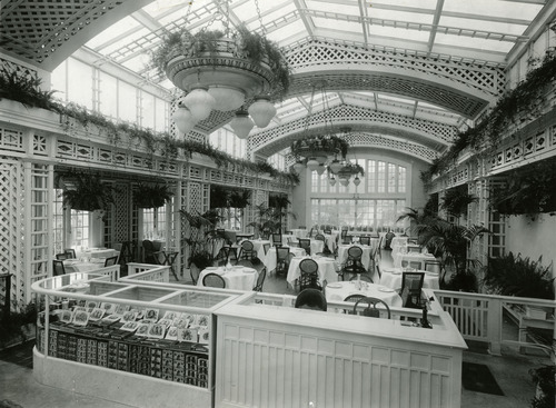 File photo  |  The Salt Lake Tribune

The Roof restaurant is shown at the Hotel Utah sometime in the 1920s. The glass display case in the counter is filled with cigar boxes.