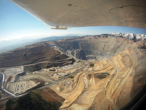 Francisco Kjolseth  |  The Salt Lake Tribune
Alaskans worried about the massive Pebble copper mine proposed for their state near Bristol Bay by Rio Tinto got a bird's-eye view of the Kennecott mine on Monday, in an effort to give Alaskans an idea of what they face.