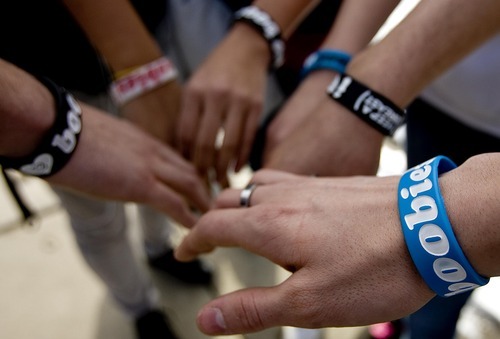 Djamila Grossman  |  The Salt Lake Tribune

Hunter High School students were told this fall they could not wear breast cancer awareness bracelets and t-shirts with the message 