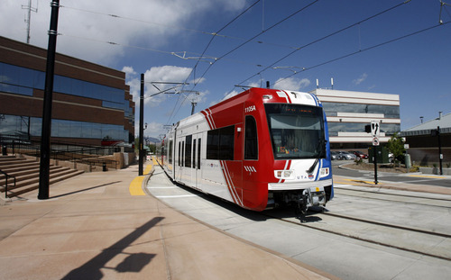 Francisco Kjolseth  |  The Salt Lake Tribune
Train operators test the new West Valley City TRAX line on Thursday, June 2, 2011 near city hall. The new line is scheduled to open on Aug. 7.
