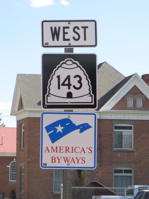 Mark Havnes  |  The Salt Lake Tribune   A new National Scenic Byway sign was unveiled in Panguitch on Friday as the highway  stretching through Garfield and Iron counties  and recently given the federal designation was celebrated during the weekend.