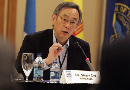 Secretary of Energy Steven Chu, addresses the panel during the Western Governor's Association meet Monday, June 15, 2009 at Deer Valley in Park City. Governors from the west and premiers from Canada gathered for the 25th gathering. Climate, energy and management of resources dominated conversations.  Jim Urquhart/The Salt Lake Tribune; 6/15/09