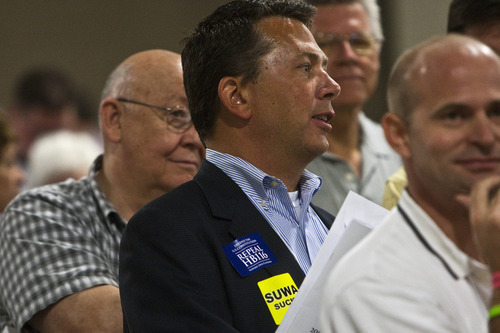 Chris Detrick  |  The Salt Lake Tribune 
Rep. Stephen Sandstrom attends the Utah State Republican Party Convention at the South Towne Expo Center on Saturday.