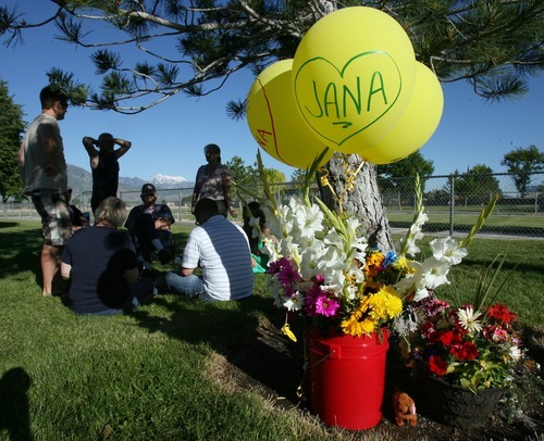 Steve Griffin  |  The Salt Lake Tribune
Family members of Jana Irwin gather Wednesday at the South Jordan Park in South Jordan to remember her. Irwin died in an apparent murder-attempted suicide.