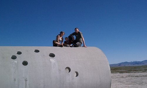 Glen Warchol | The Salt Lake Tribune

Mom Tara and son, Tama, 3, and father, Mathu Gaia, on top of the Sun Tunnels on June 21, 2011.