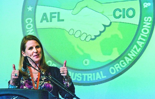 Paul Fraughton  |  The Salt Lake Tribune
Elizabeth Shuler, secretary- treasurer  of the national AFL-CIO, speaks at the Utah AFL-CIO convention at The Utah Cultural Celebration Center on Friday,  June 24, 2011.