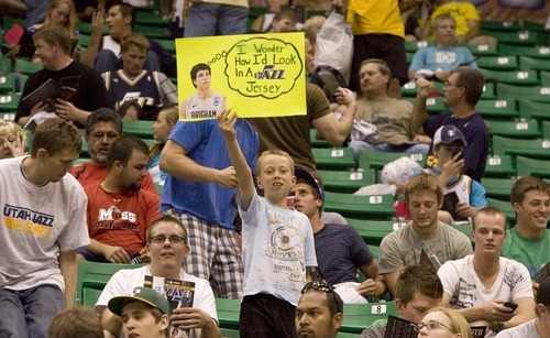 Paul Fraughton  |  The Salt Lake Tribune. Steven Fletcher (11) of Orem was optimistic at the beginning of the night.  The Utah Jazz  held their NBA draft party at Energy Solutions Arena  , Thursday  June 23, 2011