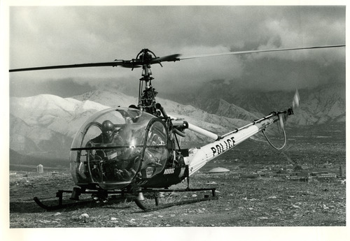 Tribune file photo

A police helicopter sits in the hills north of Salt Lake City in 1975. The Huntsman Center is visible just under the helicopter's tail.