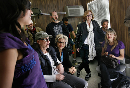 Scott Sommerdorf  |  The Salt Lake Tribune
Michelle Satter, (third from right) watches as young director Yolanda Cruz (far left) speaks about her film 