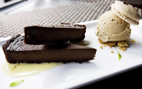 Djamila Grossman  |  The Salt Lake Tribune

Double-chocolate tart at Vuz Restaurant in Draper.