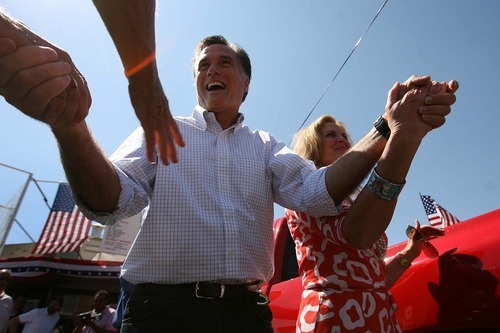LEAH HOGSTEN | Tribune File Photo
Republican presidential hopeful Mitt Romney is causing dischord in the tea party movement -- with one organization, FreedomWorks, boycotting an event because he plans to appear.