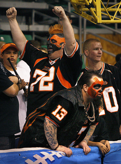 Scott Sommerdorf  |  The Salt Lake Tribune
Blaze fans get excited as the game is about to begin. The Utah Blaze host the Kansas City Command in Salt Lake City, Friday, June 24, 2011.