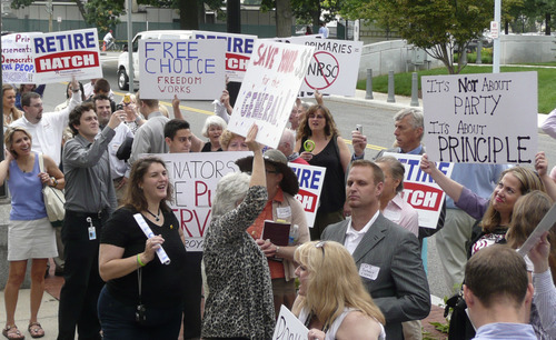 Matt Canham  |  Tribune file photo
Sixteen Utahns joined with other tea party activists in Washington, D.C., last summier in a protest against the National Republican Senatorial Committee's support of six-term Sen. Orrin Hatch.
