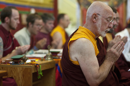 Chris Detrick | The Salt Lake Tribune 
Members participate in the Prayers of Compassion at the Urgyen Samten Ling Tibetan Buddhist Temple in Salt Lake City on Thursday, June 30, 2011. The prayers will end at 2 p.m. on Sunday, July 3, 2011.