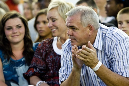 Djamila Grossman  |  The Salt Lake Tribune

Dave Rose, BYU basketball coach, attends the Stadium of Fire during the Freedom Festival at Provo in honor of the Fourth of July at LaVell Edwards Stadium in Provo, Utah, on Saturday, July 2, 2011.
