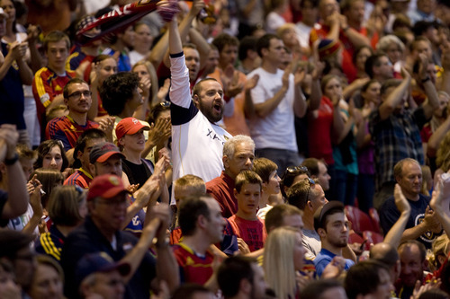 Jeremy Harmon  |  The Salt Lake Tribune

RSL fans cheer for coach Jason Kreis during a ceremony was Kreis's number was retired Monday, July 4, 2011.