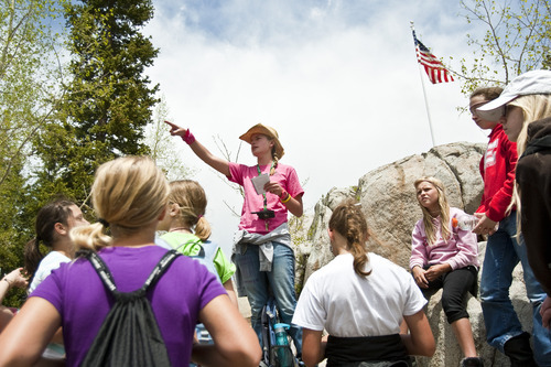 Chris Detrick | The Salt Lake Tribune 
Counselor Amy Pale talks to her campers at Brighton Girls Camp on Wednesday, June 29, 2011. This is the camp's 90th summer, with 179 campers here this week.