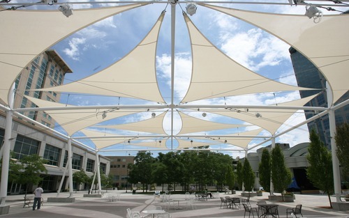 Steve Griffin  |  The Salt Lake Tribune

Construction nears completion on the newly remodeled Gallivan Center in Salt Lake City, Utah Wednesday, July 6, 2011.