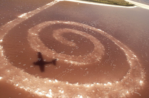 The Spiral Jetty, fully revealed again, in 2002.  Tribune file photo