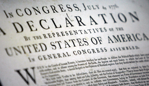 Tribune file photo
A copy of the Declaration of Independence was on display in 2008 at the State Capitol Rotunda in Salt Lake City.