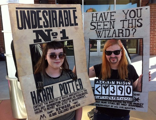 Trent Nelson  |  The Salt Lake Tribune
Harry Potter fans Rebecca Marquise, left, and Autumn Brown at the Megaplex Theater in South Jordan, Utah, before the midnight showing of the final Harry Potter film on Thursday.