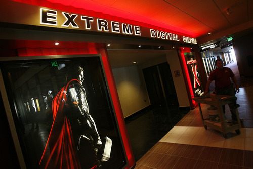 Francisco Kjolseth  |  The Salt Lake Tribune
Crews put the finishing touches on a Cinemark theater in Farmington at the Station Park Mall on Wednesday July, 13, 2011.