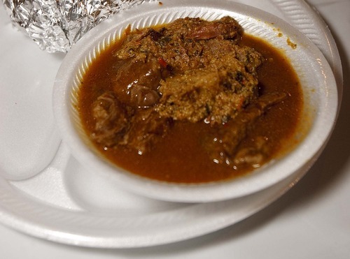 Trent Nelson  |  The Salt Lake Tribune
Egusi soup at Edo Kitchen, a Nigerian restaurant in Salt Lake City.