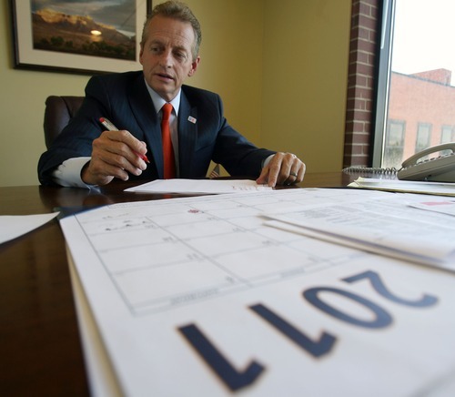 Steve Griffin  |  The Salt Lake Tribune
Outgoing Utah Democratic Party Chairman Wayne Holland finishes up some work at the party's new offices on 300 West and 825 North in Salt Lake City on Friday.