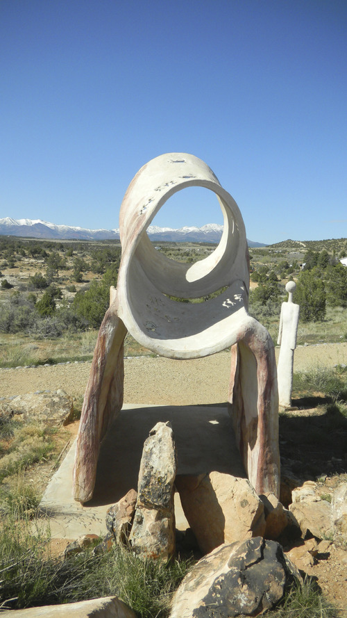 Tom Wharton  |  The Salt Lake Tribune
A sculpture on the outskirts of Edge of the Cedars State Park in Blanding.