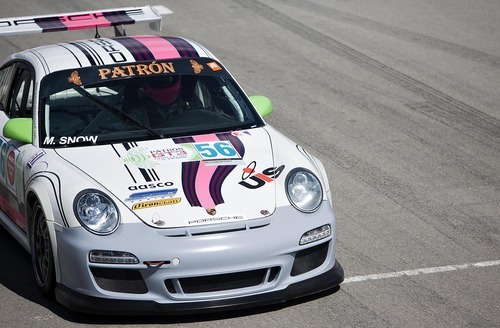 Djamila Grossman  |  The Salt Lake Tribune

Madison Snow, 15,  drives in a race at the Miller Motorsports Park in Tooele on Sunday, July 17, 2011. Madison grew up in a successful racing family and has been winning a lot of races, including that one.