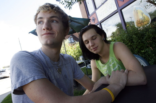 Francisco Kjolseth  |  The Salt Lake Tribune
C McKay Tate, left, pictured with his partner Porter Kehl, found that Davis County has a sparse support network for LGBT youth and their families.
